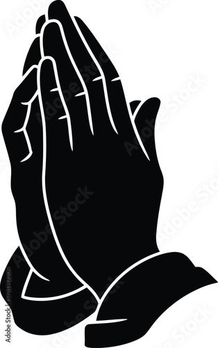 Silhouette praying hands symbol spirituality faith hope concept isolated on white vector