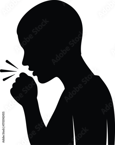Silhouette person coughing illness sickness respiratory health medical symptom icon vector vector