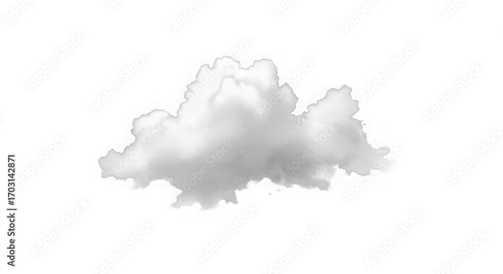 Obraz premium A single fluffy white cloud, isolated on a clean transparent background