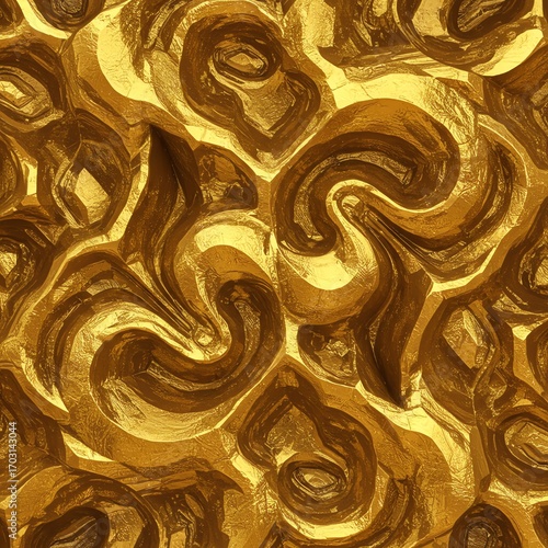 Seamless pattern of swirling gold texture