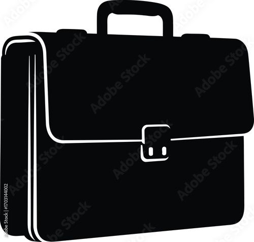 Professional business briefcase icon silhouette modern minimalist design for corporate success and travel vector