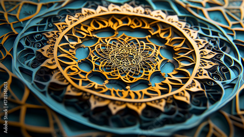 Islamic ornament inside dome mosque