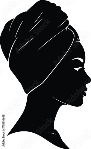 Vector African woman head wrapped in turban head wrap silhouette illustrator
