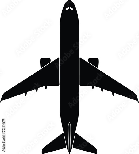 Vector Airplane top view commercial aviation transport silhouette illustrator