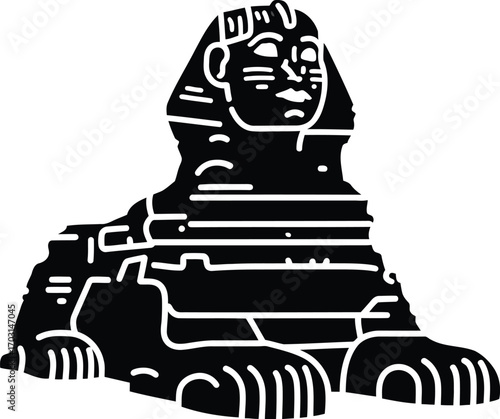 Ancient egyptian sphinx icon symbol monument landmark history heritage archeology vector