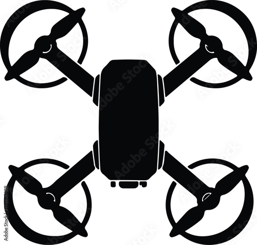 Vector drone aerial vehicle unmanned quadcopter minimal silhouette illustrator