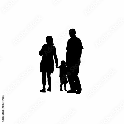 Family practicing earthquake safety drill at home silhouette