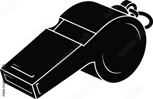 Vector Referee whistle simple black and white silhouette illustrator