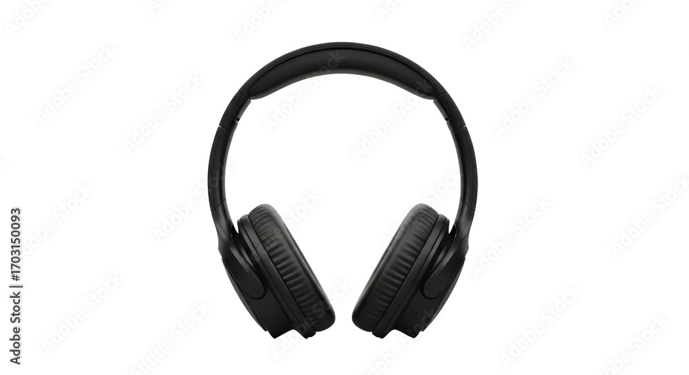 Fototapeta premium Black over-ear headphones for listening to music isolated PNG with Transparent Background