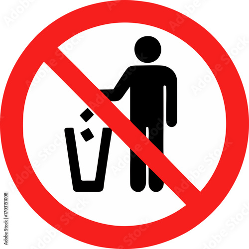 Tidy man symbol, don't trash icon, keep clean, throw away careful and simple flat symbol 