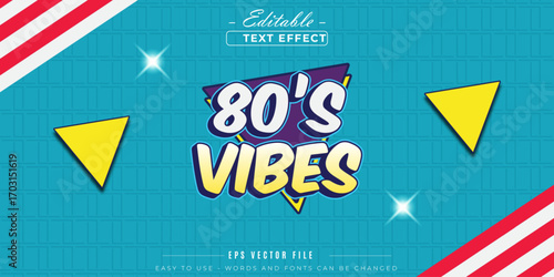 Tableau sur toile Neon 80's  vibes editable text effect.