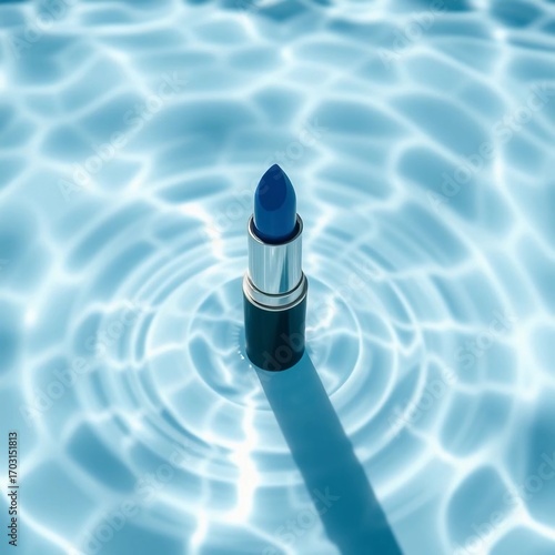 Sapphire Blue Lipstick Floating on Water