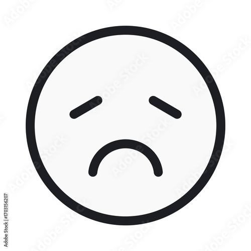 困った・悲しい顔のシンプルなアイコン（顔部分白塗り・背景透過版）