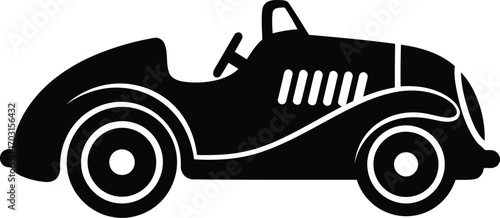 Vintage roadster silhouette isolated on classic automobile icon vector