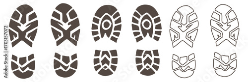 Footprint icon vector illustration, Trail shoes on white background.