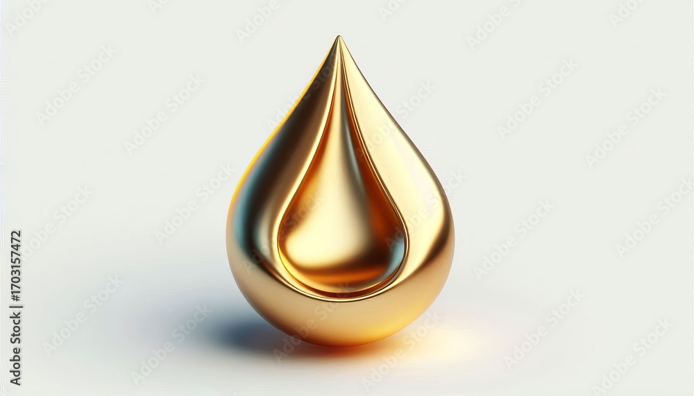 Fototapeta premium Realistic golden water drops on a white background.