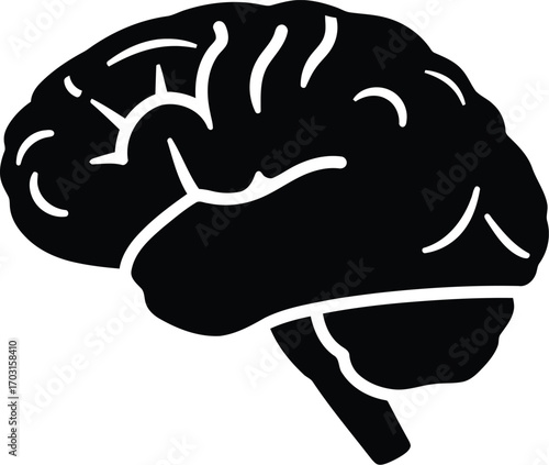 Medical silhouette of human brain silhouette medical symbol for intelligence cognition and health vector