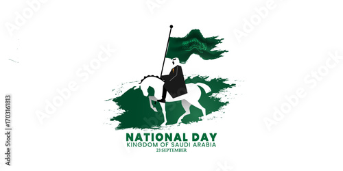 Saudi arabia national day banner. A statement for independence day of Saudi Arabia. KSA independence day. September 23. Translation Arabic Text national day of Saudi Arabia. Vector illustration