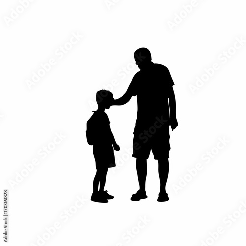 Father teaching son about traffic safety and rules