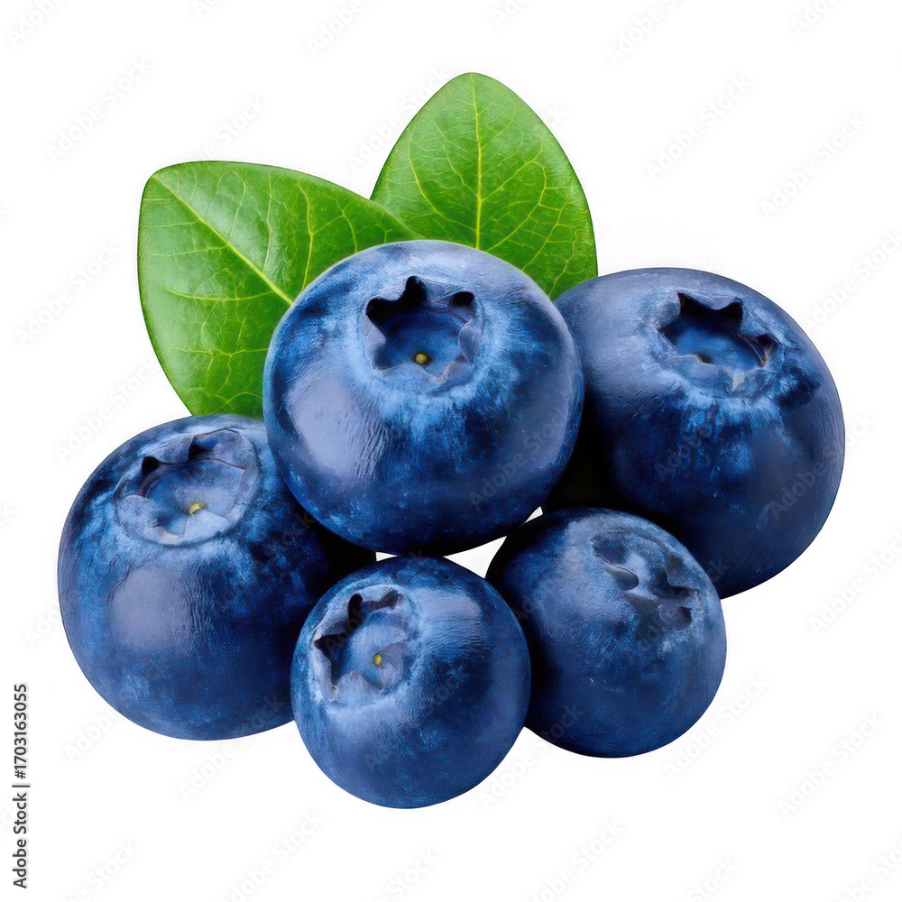 Obraz premium closeup of fresh blueberries isolated on white or transparent