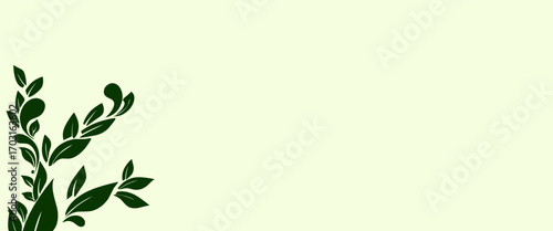 Minimalistic Green Plant Branch on Light Background Design