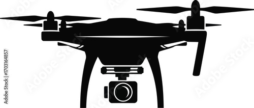Modern quadcopter drone with gimbal camera aerial photography and surveillance technology vector icon vector