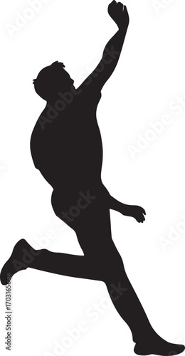 Cricket bowler silhouette vector illustration, perfect for sports, cricket match, competition, and athletic themes.