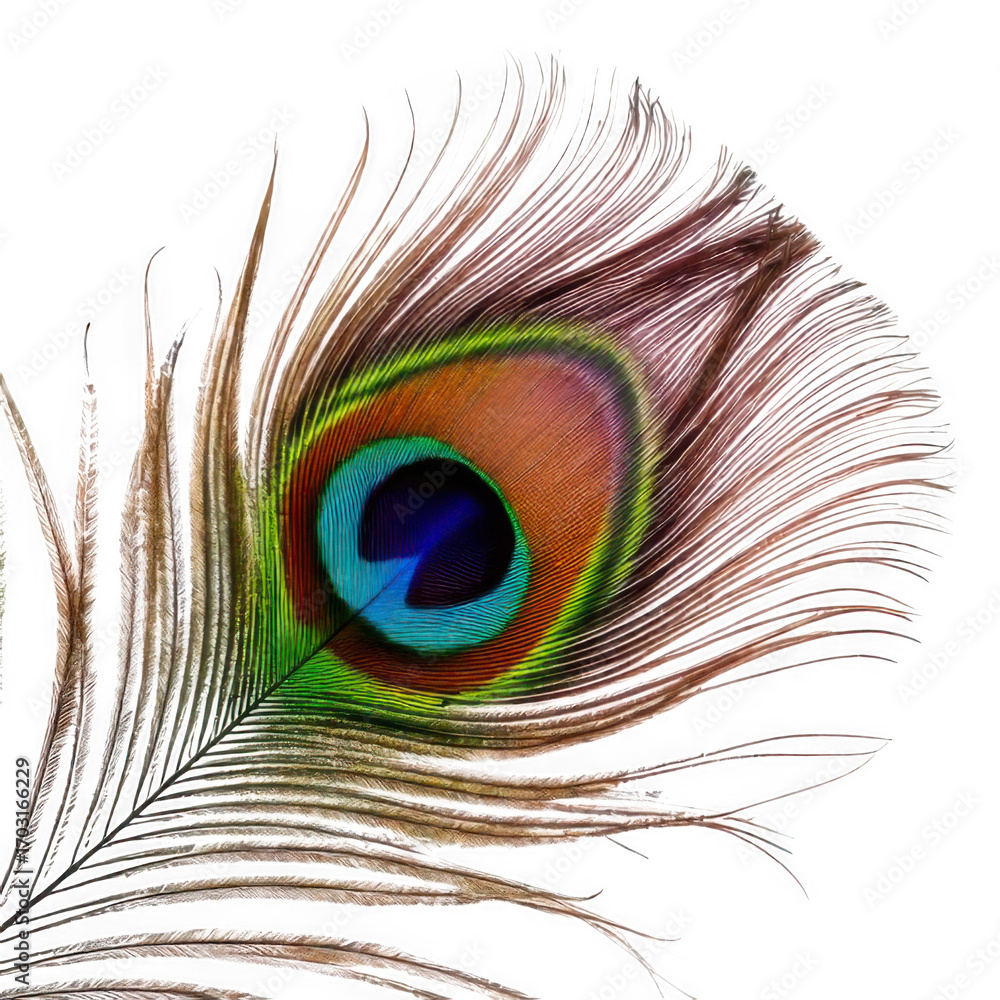 Obraz premium peacock feather isolated on white or transparent 1