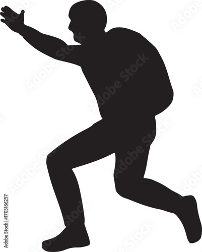 Base jumper silhouette vector illustration, ideal for extreme sports, adventure, thrill, and outdoor action.