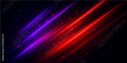 Abstract red space background with glowing stars and cosmic particles