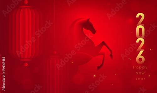 Horizontal Chinese style Spring Festival illustration Horse background