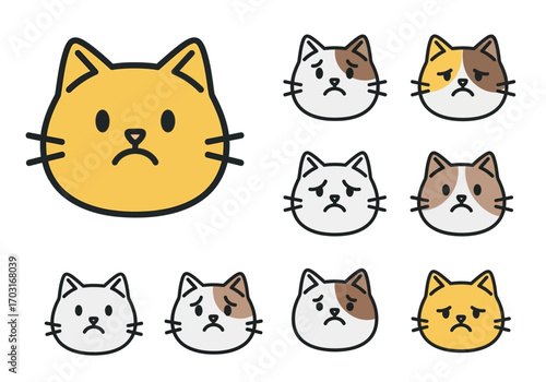 Microstock image of cats showing sad emotions. Suitable for veterinary articles, pet care advertising, and social media posts about cats.
