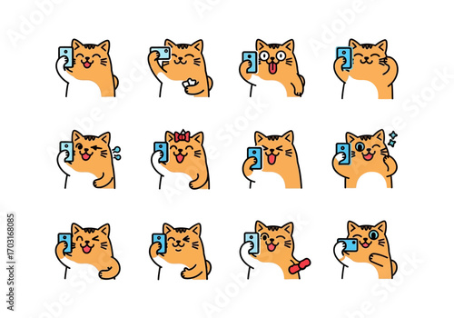 Cats expressing with phones, ideal for memes, social media posts, and advertisements targeting techsavvy audiences with a charming feline twist.