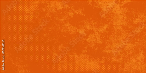 Grunge orange textured background with vintage pattern and seamless design elements