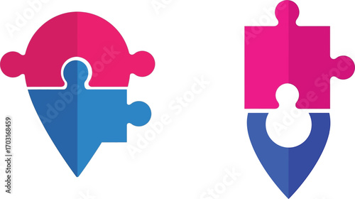 Vector art of puzzle location pin icon for business partnership concept on a transparent background