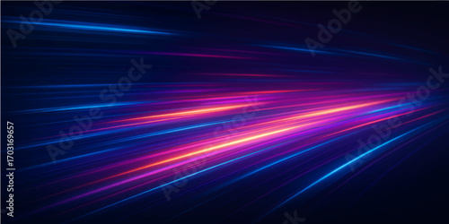 Abstract blue background with glowing light rays and digital wave design