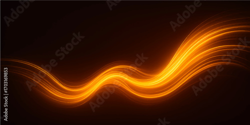 Orange and yellow abstract light wave with flowing fire and swirling design background