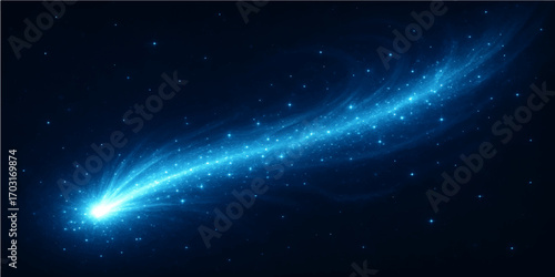 Abstract blue space background with stars and galaxy design