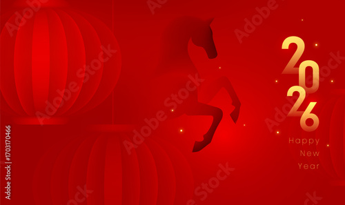 Horizontal Chinese style Spring Festival illustration of the horse background design