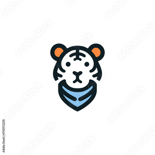 Playful Tiger Cub Character with Bandana Vector Icon
