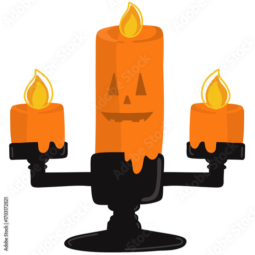 Orange Halloween Candle stick
