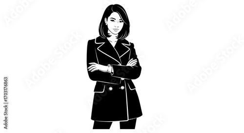Elegant woman in a stylish coat, vector illustration for fashion concepts