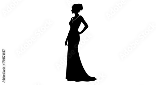 Elegant woman in gown silhouette for formal events and fashion design