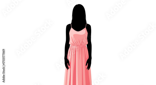 Silhouette of a woman in a summer dress, embodying elegance and grace