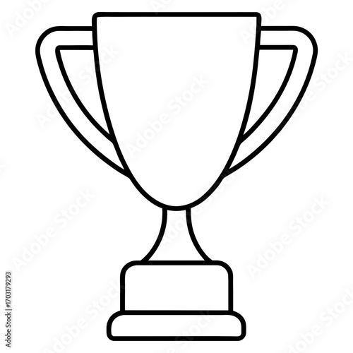 Outline drawing of a trophy with handles on transparent background