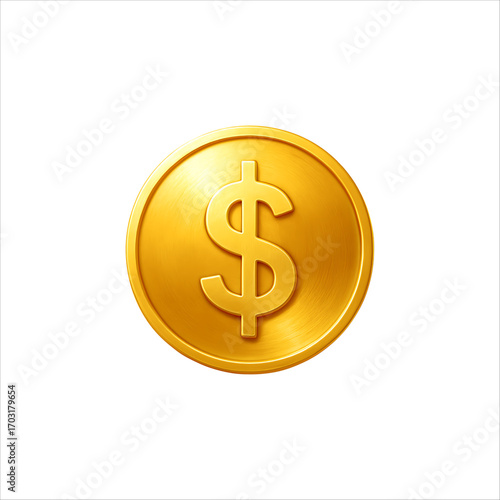 Dollar Coin,
Minimalist Golden Dollar Coin Render Evoking Prosperity