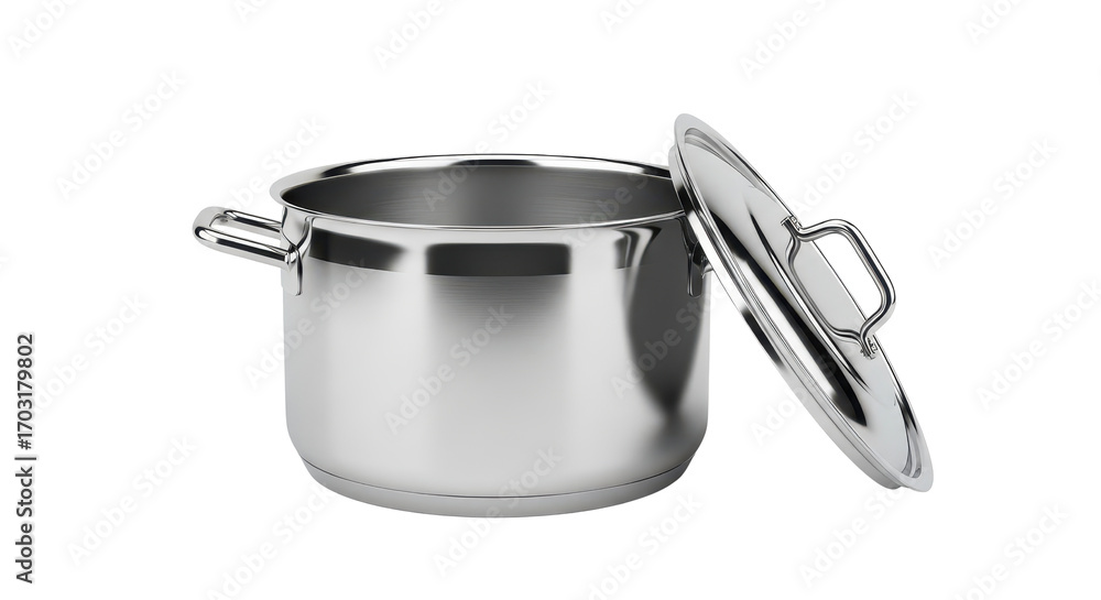 Shiny new stainless steel cooking pot with lid isolated PNG with Transparent Background Shiny new stainless steel cooking pot with lid isolated PNG with Transparent Background