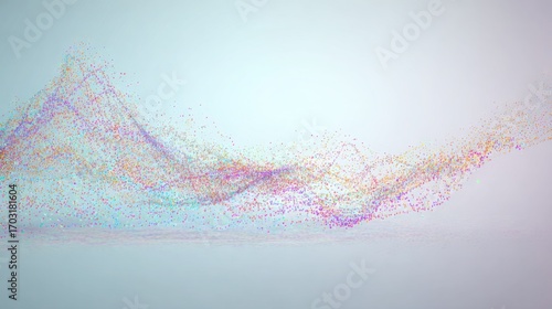 conceptual. Abstract data visualization as a colorful particle cloud, representing modern tech concepts. product launch decks.
