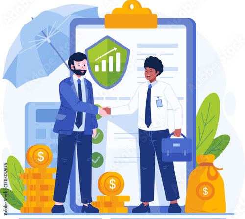 Insurance illustration pack in modern flat style. Includes health, car, home, travel, life, and financial protection concepts. Perfect for websites, apps, presentations, infographics, and corporate pr