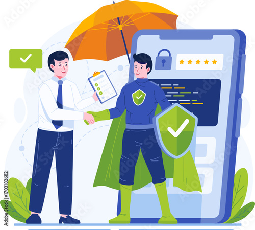 Insurance illustration pack in modern flat style. Includes health, car, home, travel, life, and financial protection concepts. Perfect for websites, apps, presentations, infographics, and corporate pr